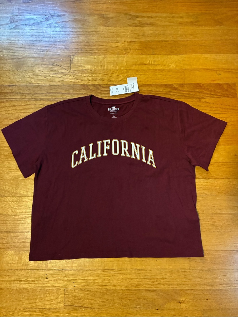 Hollister California Short Sleeve T-Shirt Burgundy Maroon Women's Large NWT